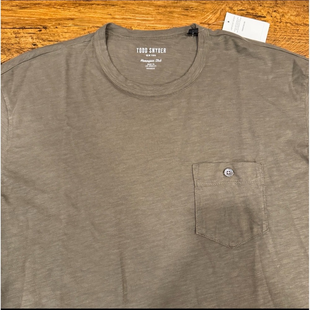 Todd Snyder Green Lightweight Made in L.A.‎ Homespun Slub Pocket T Shirt Men 2XL